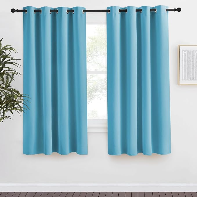 NICETOWN Teal Blue Blackout Curtain 68 inch Long, 55 inches Width, 1 Panel, Thermal Insulated Window Treatment with Grommet Room Darkening Thermal Insulated Panel for Bedroom/Living Room