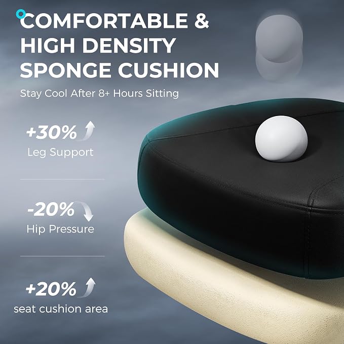 Ergonomic Office Chair with Footrest, Big and Tall Home Desk Chair | 3D Adjustable Armrests, 3D Flexible Headrest, Comfortable & High Density Sponge Cushion, 135° Recline, Lumbar Support, Black
