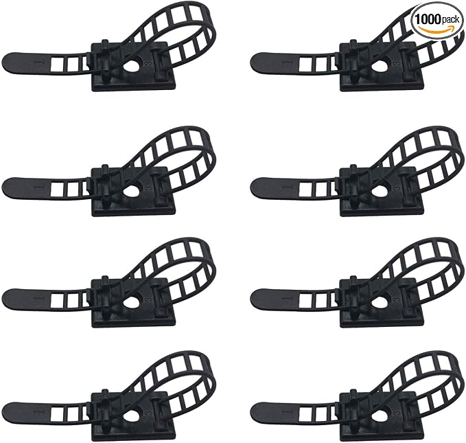1000 Pieces Cable Management Desk Cord Organizer Cable Ties Wire Fasteners Clips | Bulk 1000-pack for large facilities, installation teams, and recurring cable-management projects across multiple locations.