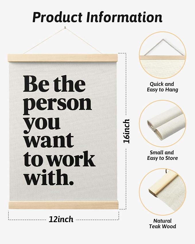 FGFK Be the Person You Want to Work with Inspirational office Framed hanging Canvas wall art Poster Prints decor for women,Trendy Motivational posters office decorations for work,12x16 Inch