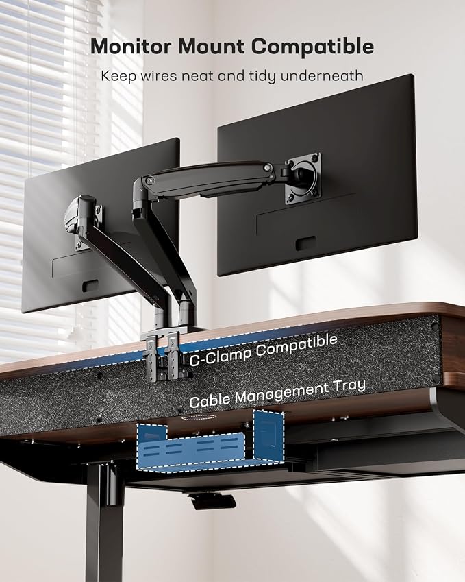 HUANUO 55 x 30 inch Electric Standing Desk with 4 Drawers, Walnut | Deeper 30 Inch Desktop, Cable Tray, Monitor Mount Support, Grommet Routing, 27.9–46.8 Inch Height Range, Home Office Use