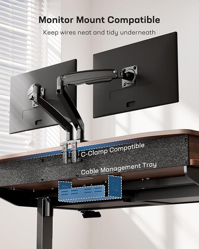 HUANUO 48 x 30 inch Electric Standing Desk with 4 Drawers, Walnut | Deeper 30 Inch Desktop, Cable Tray, Monitor Mount Support, Grommet Routing, 27.9–46.8 Inch Height Range, Home Office Use