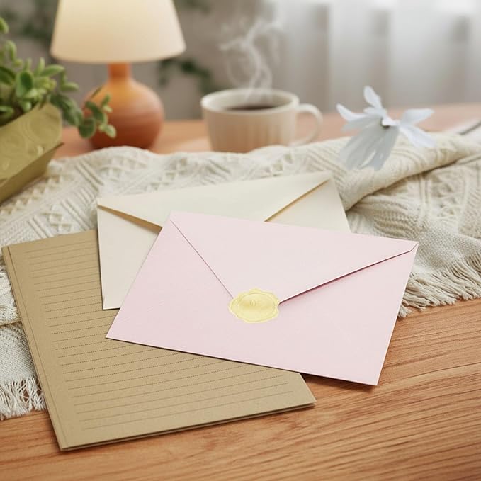 Stationery Set,stationary letter and envelopes 4x6 Envelopes,28 Stationery Writing Papers with 14 Matching Envelopes (Pink)