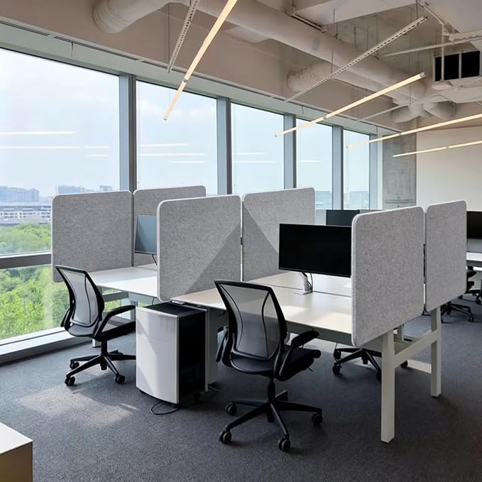 Desk Divider 2 Pcs Desk Privacy Panel 23.6'' x 23.6'',Acoustic Sound Absorbing and Noise Reducing Desk Partition for Office Desk,Clamp-on Desk Divider Partition with Adjustable Universal Base
