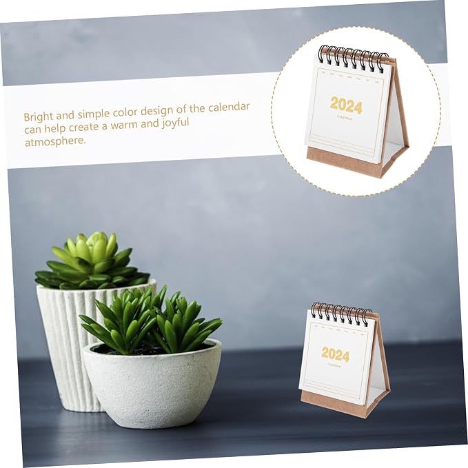 Mini Desk Calendar Thick Flip Standing Desktop Organizer Small Tabletop Planner for Home Office Daily Use and Event Scheduling