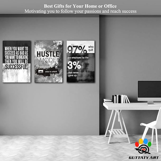 Office Wall Art-3 Pcs Motivational Art, Inspirational Quotes, Entrepreneur Words: 20'x30' Positive Quote Canvas for Home/Company Wall