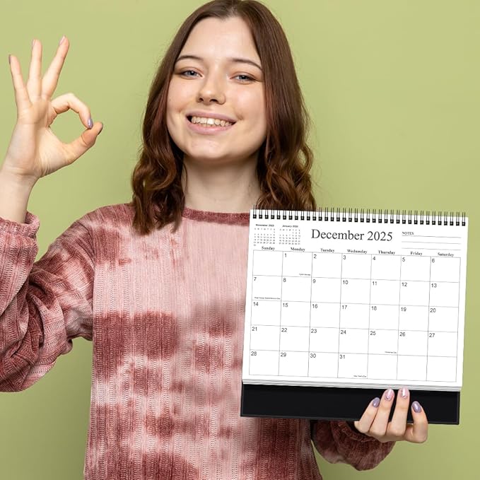 Desk Calendar 2026 - Runs January 2026 until June 2027 - Beautiful Small Flip Desktop Calendar for Easy Organizing, 6" x 8", Black