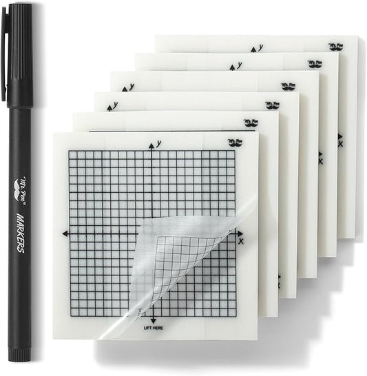 Mr. Pen- Transparent Graph Sticky Notes, 3x3 Inch, 6 Pads, 50 Sheets/Pad | 6 Grid Designs, Square Graph Paper Notes & Fineliner, Waterproof Grid Sticky Note Pads for Math, Study, Journals, Planners