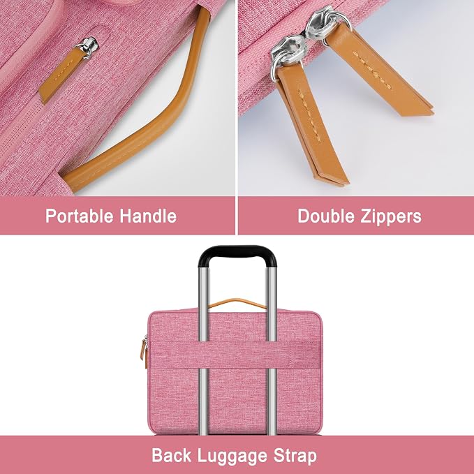 MOSISO 360 Protective Laptop Case 16 inch, 15-15.6 inch Laptop Sleeve Compatible with MacBook Pro 16, HP Acer Dell Lenovo ASUS, Side Open Carrying Case with 4 Zipper Pockets&Handle, Dusty Rose