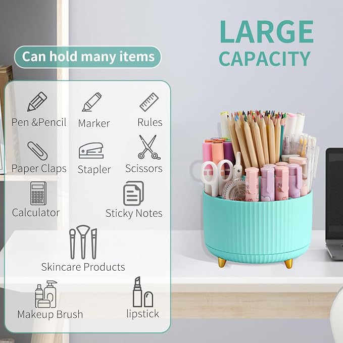 Camelmother 360°Rotating Pen&Pencil Holder For Desk With 5Slots Cute Office | Spacious Beautiful & Durable For Teachers Students Workers Easy Storage for Pens Stationery