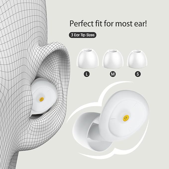 Ear Plugs for Sleeping Noise Cancelling:Reusable Ear Plugs for Noise Reduction for Snoring/Concerts/Travel/Shooting - Soft Silicone Sleep Earplugs with 6 Ear Tips & Bag(White)