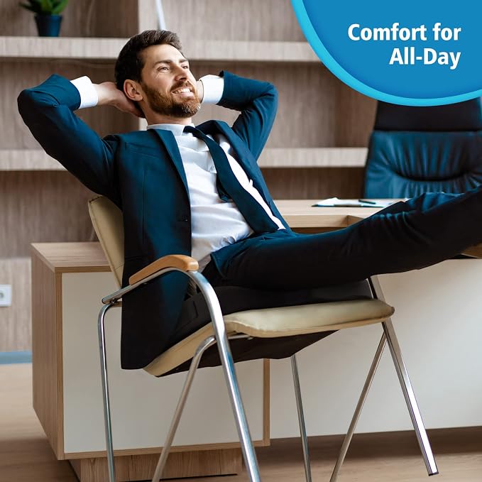 CloudBliss Gel Memory Foam Seat Cushion for Long Sitting, X-Large, Black | Gel Chair Pad for Tailbone, Coccyx, Sciatica , Soft Suede Cover, Non-Slip , Washable Mesh, for office, home, car