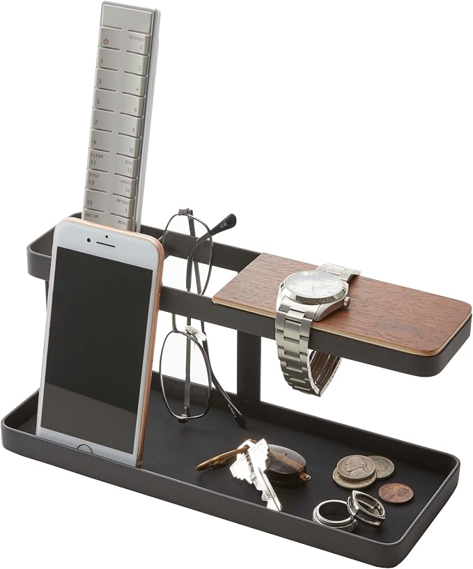 YAMAZAKI Home Tower Desk Bar - Wood & Steel Organizer - Steel