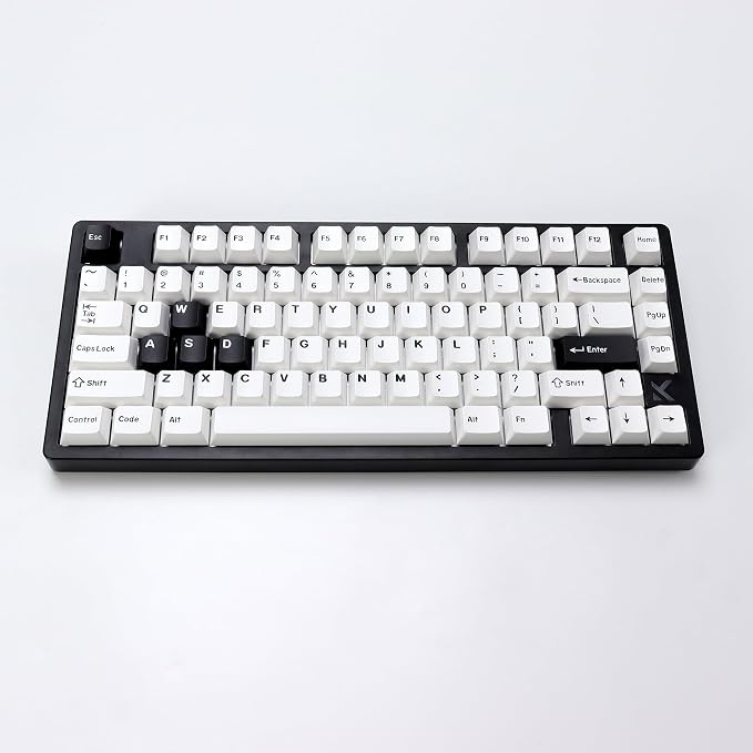 Bow PBT Double Shot Keycap Set,174 Keys White and Black Custom Key Cap Keycaps 60 Percent Cherry Profile Keycaps for 61/64/68/84/87/100/104/108 Mechanical Keyboard