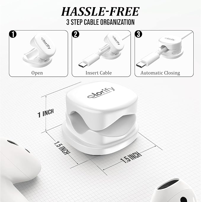 12 Pack Spring Cable Clips, White Adhesive Cord Organizer for | Desk, Phone Charging Cords Holder, Car Cable Management, Cable Clips for Computer & Nightstand Charger Clips