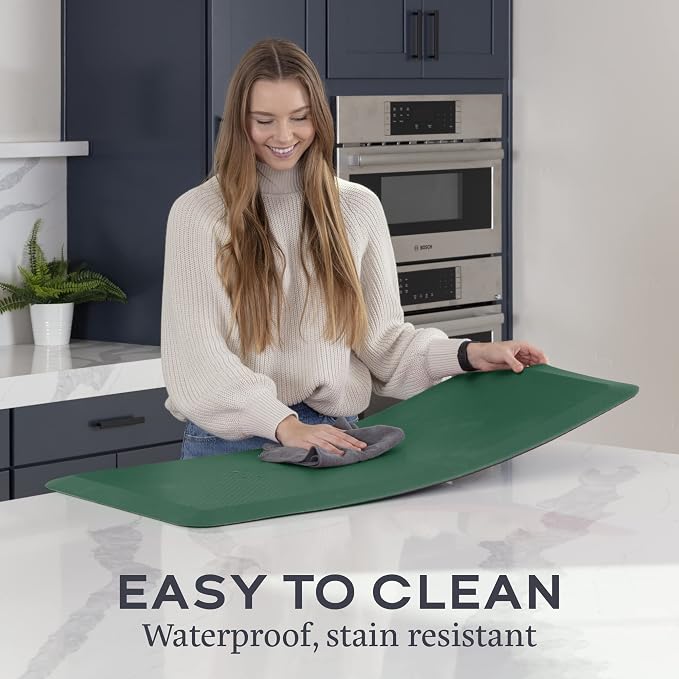 Zulay Home Large 20 x 39 Inch Anti Fatigue Floor Mat - 3/4 Inch Thick Cushioned Kitchen Mats for Standing - Comfortable Padded Floor Mats for Standing Work Desk - Memory Foam Kitchen Mat - Green