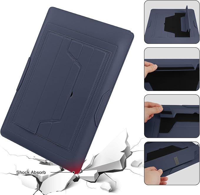 HoYiXi 13.3'' /13.6'' Laptop Sleeve Case PU Leather with Stand Compatible with MacBook Pro 14/MacBook Air 13(M1 M2)/ASUS Vivobook 14/Dell XPS 13/ASUS Matebook,13-14'' Laptop Bag,Blue