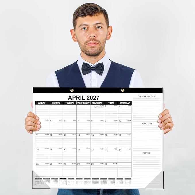 GuassLee Large Desk Calendar 2026,22" x 17" Desktop Wall Calendar 19 Months Planner Runs from Jun. 2026 to Dec. 2027 with Julian Date To-do & Notes Monthly Goals for School Home Office