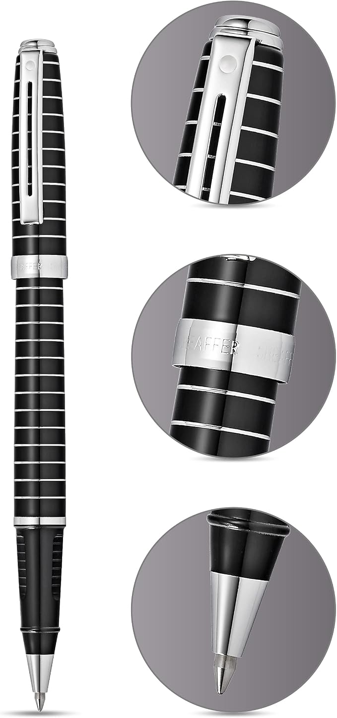 Sheaffer Prelude Black Lacquer w/Horizontal Line Engraving Rollerball Pen