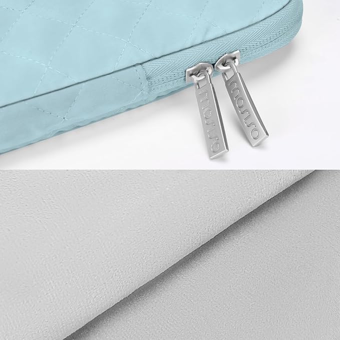 MOSISO Laptop Case 16 inch, 15-15.6 inch Laptop Sleeve Compatible with MacBook Pro 16, HP Dell Acer ASUS Lenovo Notebook, Square Quilted Vertical Computer Bag with Pocket&Small Case, Ice Blue