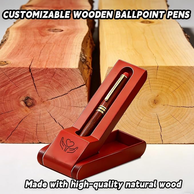 Personalized Ballpoint Engraved Pen with Name Engraved, Elegant Executive Gift for Men Women Boss Teacher Coworker Father's Day Birthday Anniversary (Beech wood color)