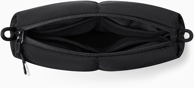 Comfyable Puffy Electronics Organizer Travel Case, Cute Tech Pouch for Women Men, Cable Storage Bag for Charger, Phone, Power Bank, Cord, Compact Tech Accessories Pouch, Black