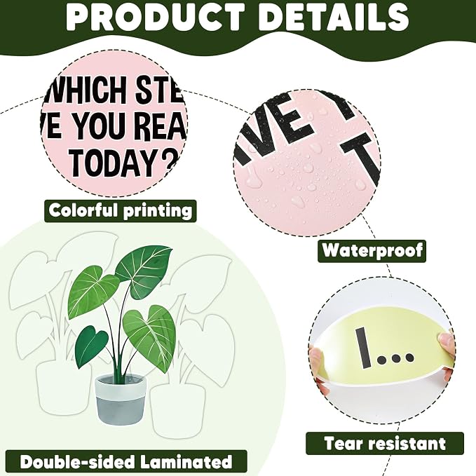 Motivational Bulletin Board Decorations Set Back to School Positive Classroom Decor Steps of Success Paper Cutouts Educational Sayings Accents for School Door Wall Chalkboard Decor Supplies (Plant)