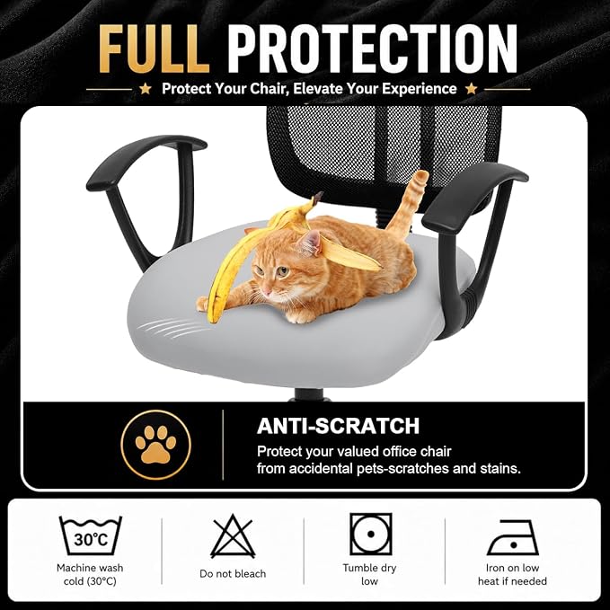 DIVA EN CAMINO DEC Stretchable Desk Office Chair Seat Cushion Covers - Universal Spandex Computer Chair Slipcover - Removable Washable Cushion Protectors Anti-Scratch for Dogs, Cats, Pets