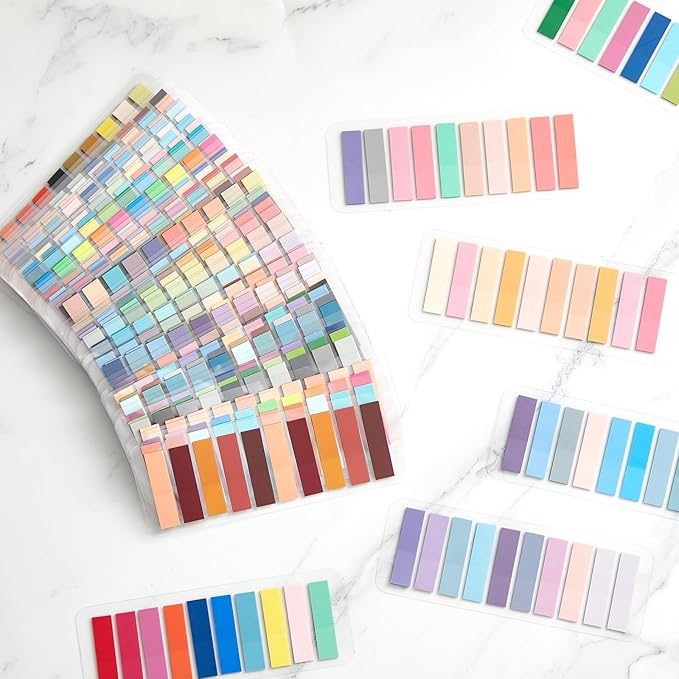ReliThick 9600 Pcs Annotation tabs Sticky Tabs for Books Transparent Sticky Notes 48 Color Writable Page Markers Book Flags Strip for Annotating Reading Supplies Bookish Gift