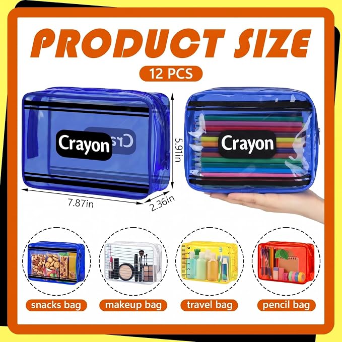 Suclain 6 Pack Back to School Gift for Teacher, School Theme PVC Zipper Organizer Pouches, 7.9 × 5.9 × 2.4 in Colorful Storage Bags for Classroom Rewards Teacher Student Gift Bags