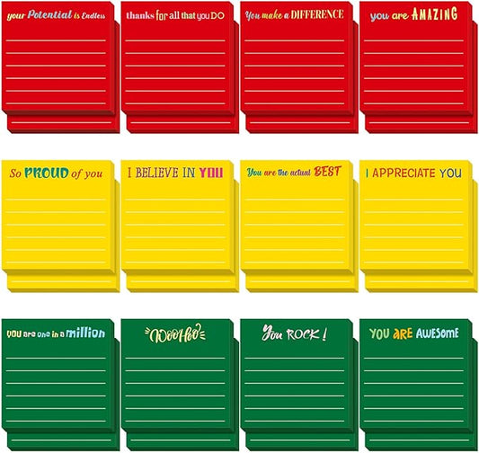 Yinder 24 Pcs Inspirational Sticky Notes Thank You Gift Motivational Sticky Note Pad Employee Appreciation Gift Bulk for Staff Coworker Teacher Nurse Office Groups 3 x 3'' (Appreciation,Xmas Color)