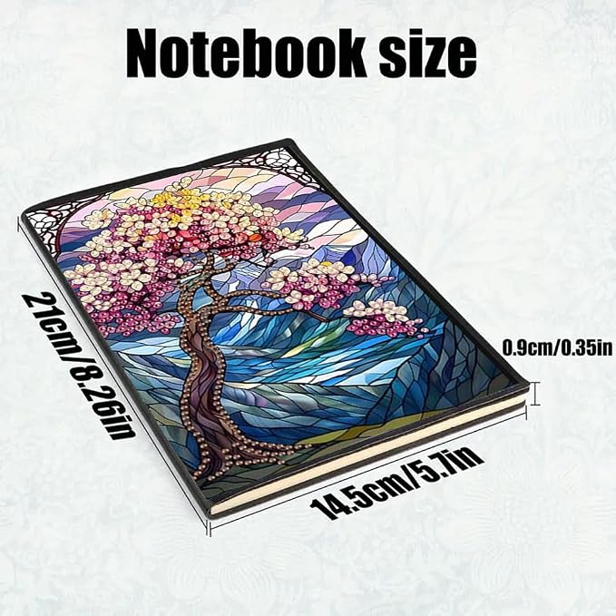 FRANDEK Color Tree Diamond Art Painting Notebook Handmade DIY A5 50 Pages Gem Art Kit, Crystal Rhinestone PU PU Journal for Creative Writing Sketching, Birthday Holiday Back To School Gift for Adults