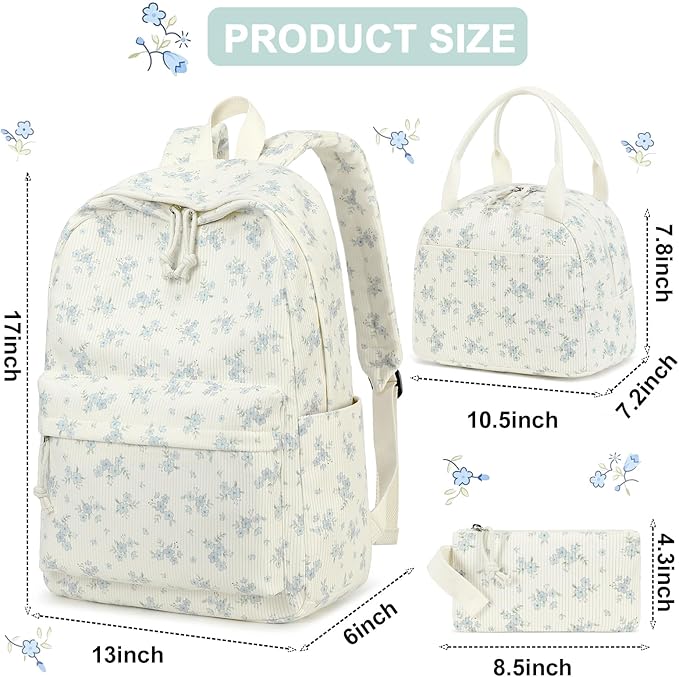 BTOOP School Backpacks for Teen Girls Bookbags Lightweight Kids Backpack School Bags Set with Lunch Box Pencil Case