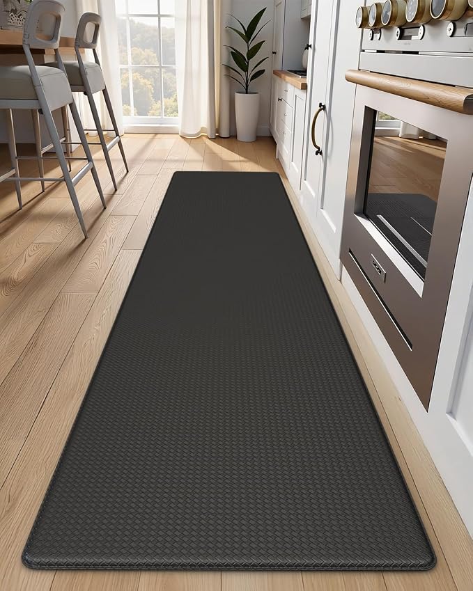 Kitchen Mats for Floor, Extra Long Anti-Fatigue Kitchen Rug, Black | Cushioned Comfort,Non-Slip Backing,Waterproof Surface,Soft Underfoot,Easy Clean,Kitchen Sink,Laundry Room,Standing Desk