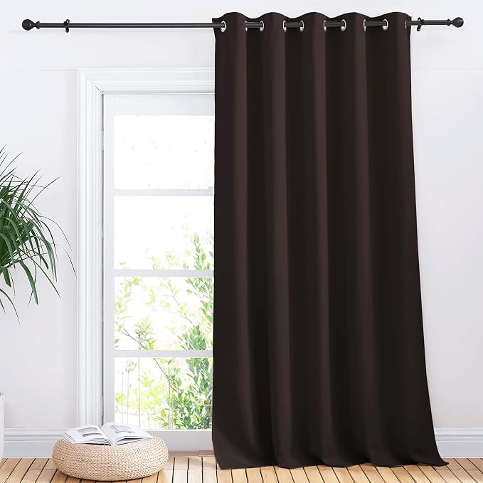 NICETOWN Sliding Door Curtains, Wide Thermal Blackout Patio Door Curtain Panel, Toffee Brown, W70 x L95, Sliding Door Drapes/Draperies with Grommet Top