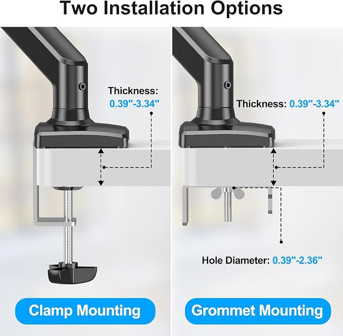 Laptop Stand Desk Mount, 2 in 1 Function, Single Monitor Mount | Fits Max 17" Notebook and 32" Computer Screen, Gas Spring Arm with Laptop Tray, Holds up to 17.6lbs