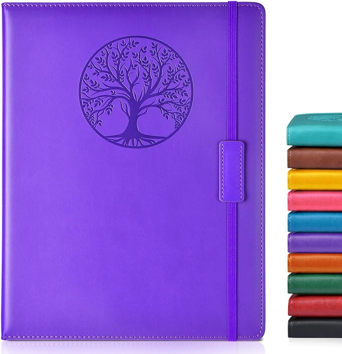 Biuwory Lined Journal Notebook for Women Men,256 Pages A4 Large Hardcover Leather Journals for Writing,Travel,Business,Work,School,College Ruled Notebooks for Note Taking, Diary Notepad 8.6"×11"