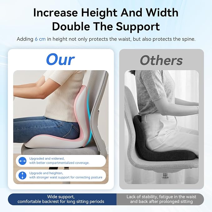 Seat Cushion for Office Chair and Car, Lumbar Support Pillow for Chair | Memory Foam Ergonomic Orthopedic Cushion Relieve Tailbone Sciatica Lower Back Pain for Office Desk Chair, Car, Truck, Pink