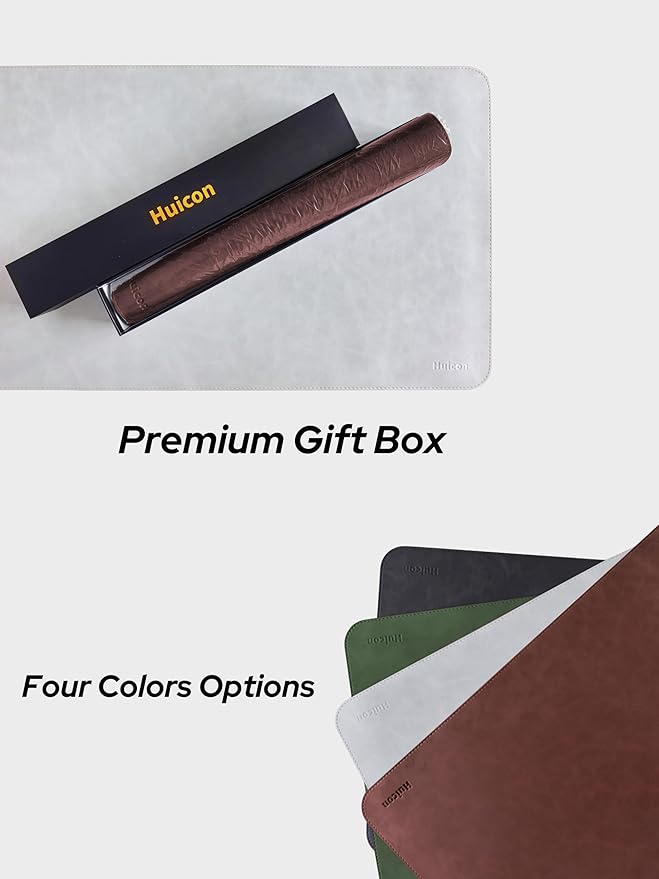 Leather Desk Mat, 31.5"x15.7" Non-Slip PU Leather Desk Pad, 2mm Thick Desk Blotter with Stiched line, Retro Large Mouse Pad, Laptop Pad for Office & Home Use (Brown)