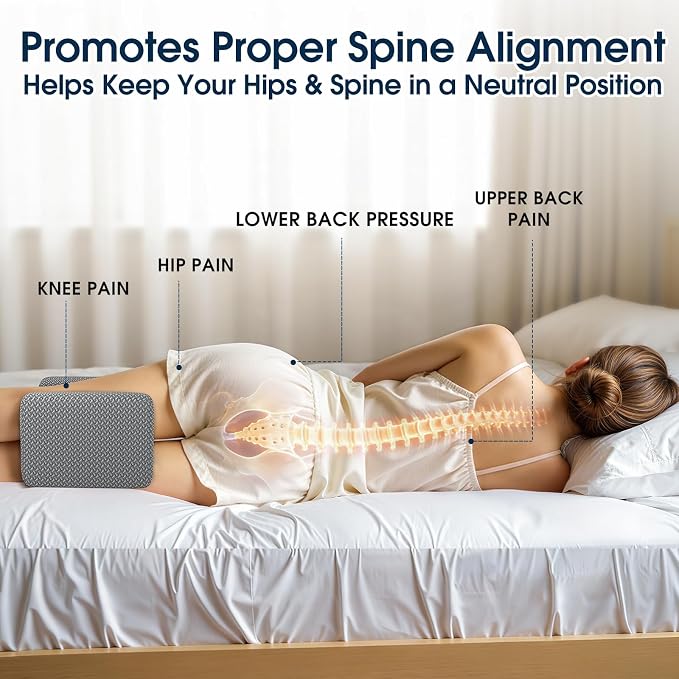 BlissTrends Memory Foam Knee Pillow, Knee Pillow for Side Sleepers, Leg Pillows for Sleeping Blood Circulation, Elevation Pillow for Spine Aligning, Sciatica, Hip, Knee, Ankle Pain, Grey, Medium
