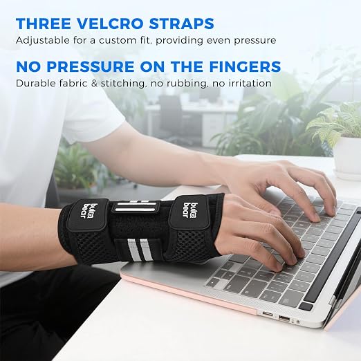 Carpal Tunnel Wrist Brace, Equipped with 3 Ergonomic Splints, Breathable Wrist Support for Men & Women, Night & Work Support, Pain Relief, Tendonitis, Sprain, Rigid Hand Brace for Arthritis (Left Hand, Black/White, Small)