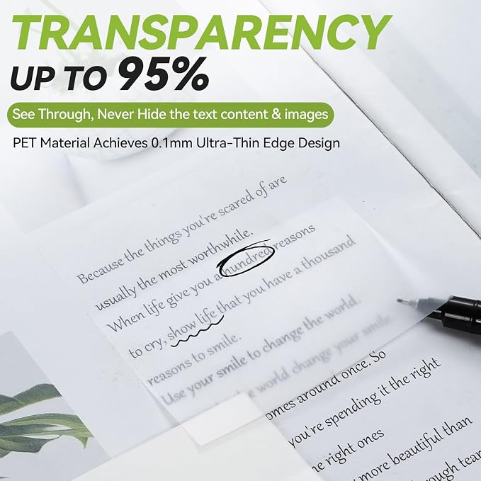 Transparent Sticky Notes with Marker Pen, Tecolu 13 Pads Clear Sticky Notes Sets, 5X The Sticking Power Translucent Sticky Note Pad, Waterproof & See-Through Sticky Notes