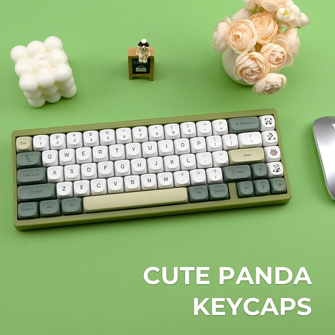 OHY XVX MOA Profile Matcha Panda PBT Dye-Sub Keycaps Set, 143-Key Green & Creamy Keycaps for Mechanical Keyboards (Compatible with 61/64/68/84/87/100/104/108 Cherry MX Switches)