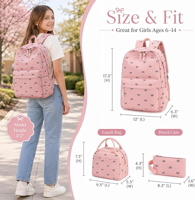 LEDAOU Backpack for Girls School Bag Kids Bookbag Teen Backpack Set Daypack with Lunch Bag and Pencil Case | Kids