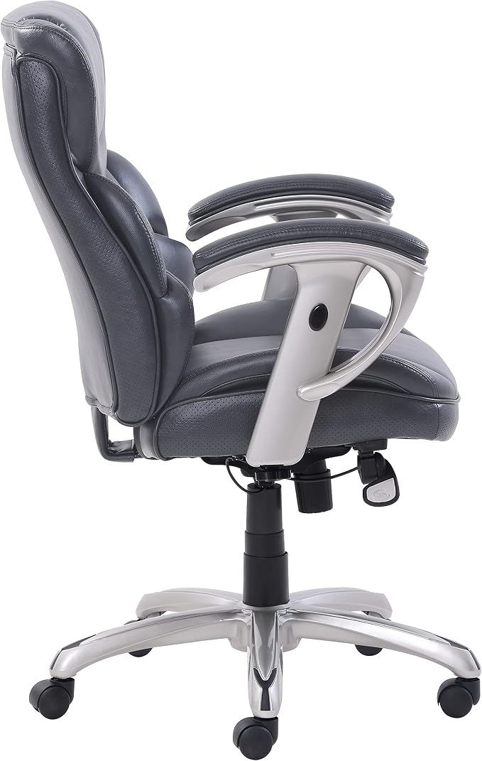 SertaPedic Emerson Task Chair, Supports Up to 300 Lb, 18.75" to 21.75" Seat Height, Gray Seat/Back, Silver Base