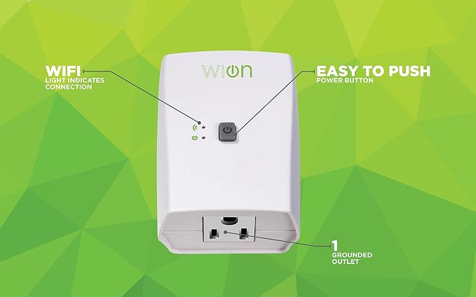 WiOn 50050 Indoor WiFi Plug With 1 Grounded Outlet; White