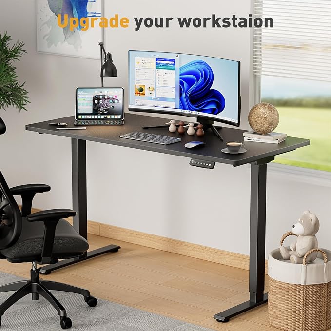 Dual Motor Electric Standing Desk Legs Only, 198lb Load Capacity, Height Adjustable from 27.5" to 46.5", Standing Desk Frame, Sit Stand Desk Base with 4 Memory Presets (Black)