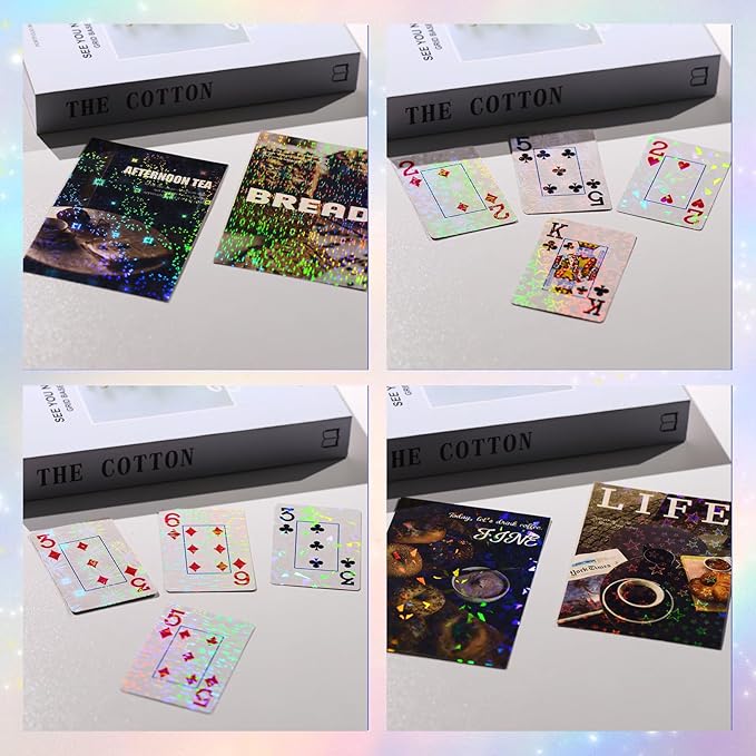36 Sheets Holographic Laminate Sheets 8.5x11 Inch Self Adhesive 6 Patterns | Transparent Holographic Vinyl Laminate Film Waterproof Overlay Lamination for Sticker Paper, Photos, Crafts, Scrapbooking