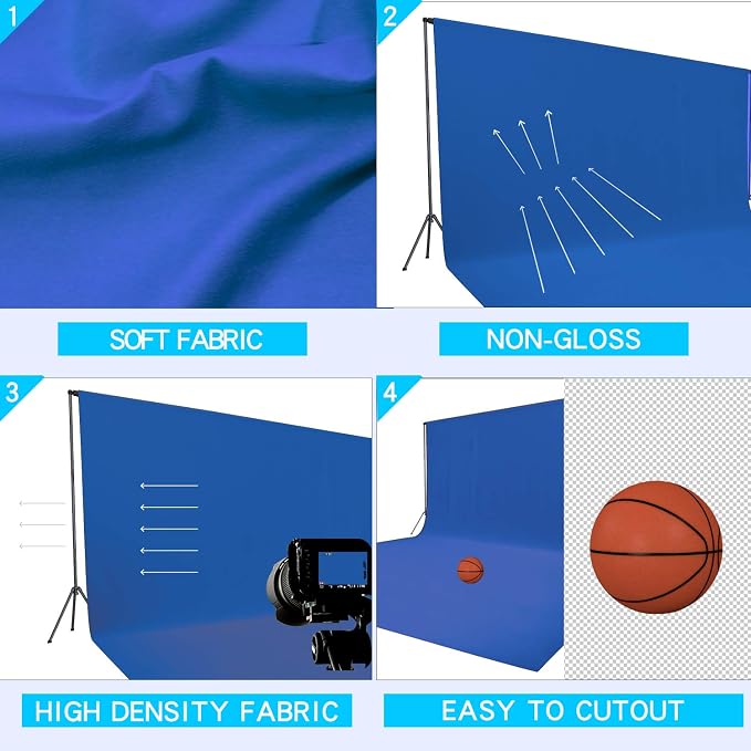 ISSUNTEX 10X24 ft Background Muslin Backdrop, Photo Studio, Collapsible High Density Screen for Video Photography and Television-Blue