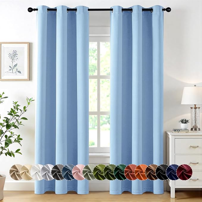 MIULEE Blackout Curtains for Bedroom Living Room 2 Panels, Thermal Insulated Room Darkening Drapes Grommet Noise Reducing Light Blocking Window Treatments 84 Inches Long 40x84 Inch Sky Blue